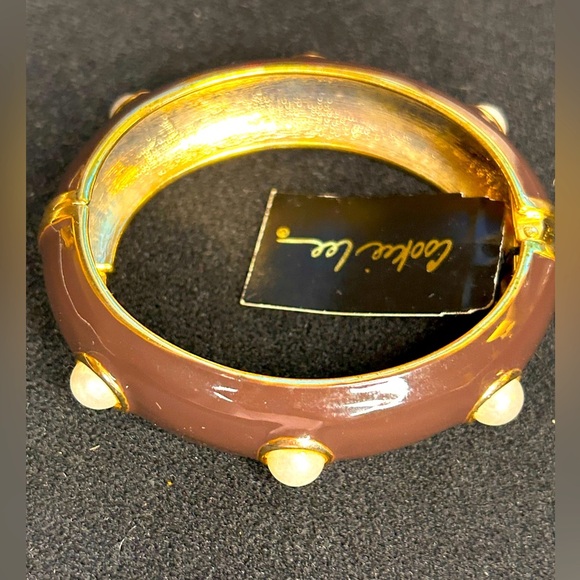 Nwt- Cookie Lee Hinged Black Bangle Bracelet - Picture 1 of 3